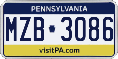 PA license plate MZB3086