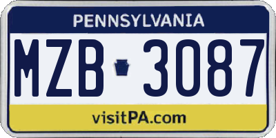 PA license plate MZB3087