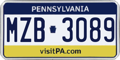 PA license plate MZB3089