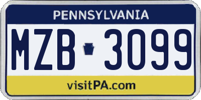 PA license plate MZB3099