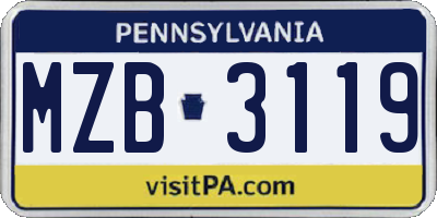 PA license plate MZB3119
