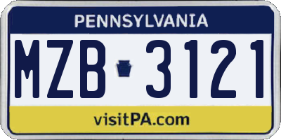 PA license plate MZB3121