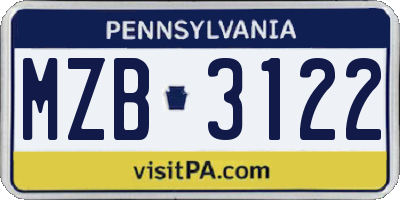 PA license plate MZB3122