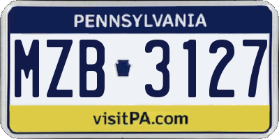 PA license plate MZB3127