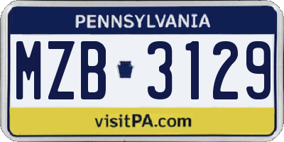 PA license plate MZB3129