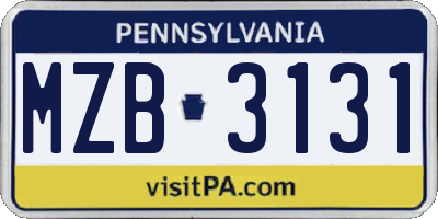 PA license plate MZB3131