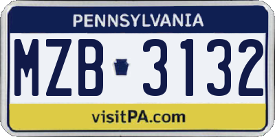 PA license plate MZB3132