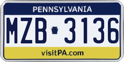 PA license plate MZB3136