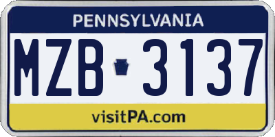 PA license plate MZB3137