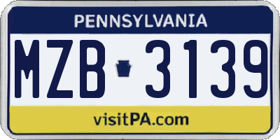 PA license plate MZB3139