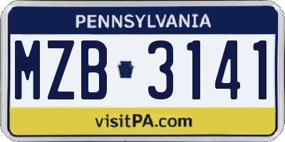 PA license plate MZB3141