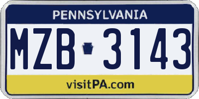 PA license plate MZB3143