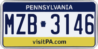 PA license plate MZB3146