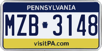 PA license plate MZB3148