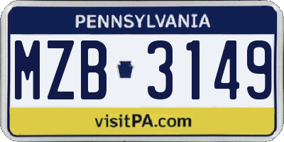 PA license plate MZB3149