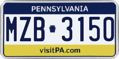 PA license plate MZB3150
