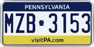 PA license plate MZB3153