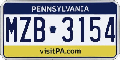 PA license plate MZB3154