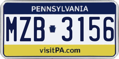 PA license plate MZB3156