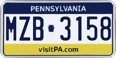 PA license plate MZB3158
