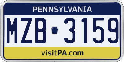 PA license plate MZB3159