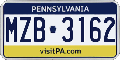 PA license plate MZB3162