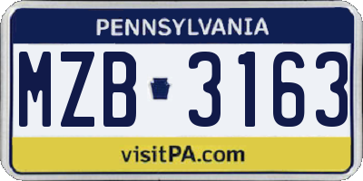 PA license plate MZB3163