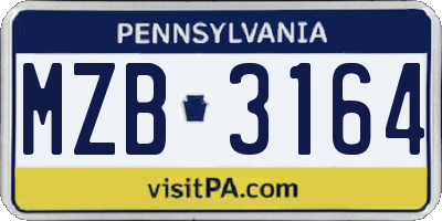 PA license plate MZB3164