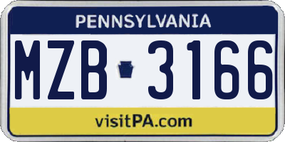 PA license plate MZB3166