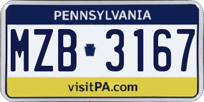 PA license plate MZB3167