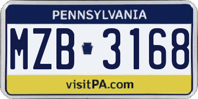 PA license plate MZB3168