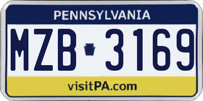 PA license plate MZB3169