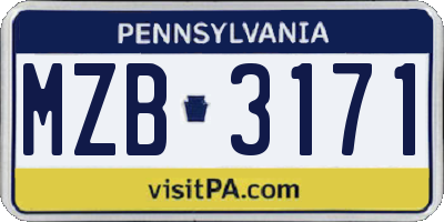 PA license plate MZB3171