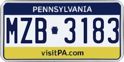 PA license plate MZB3183
