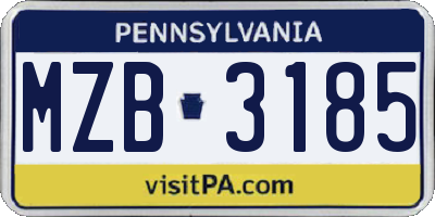 PA license plate MZB3185