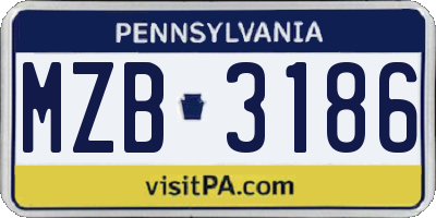 PA license plate MZB3186