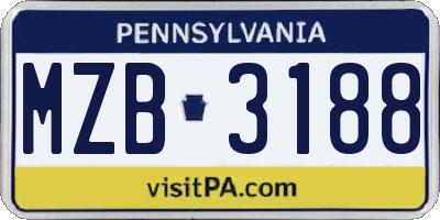 PA license plate MZB3188