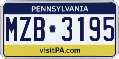 PA license plate MZB3195