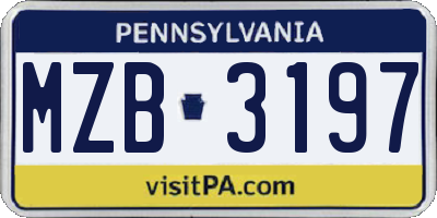 PA license plate MZB3197