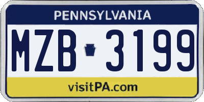PA license plate MZB3199