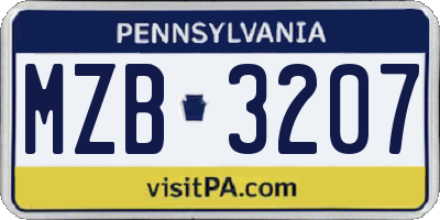 PA license plate MZB3207