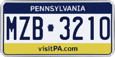 PA license plate MZB3210