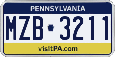 PA license plate MZB3211
