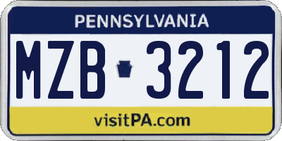PA license plate MZB3212