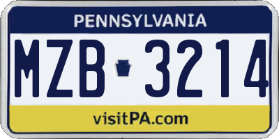 PA license plate MZB3214