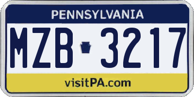 PA license plate MZB3217