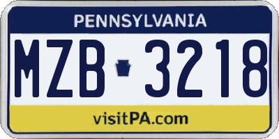 PA license plate MZB3218