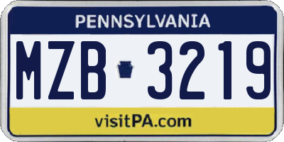 PA license plate MZB3219