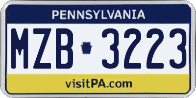 PA license plate MZB3223