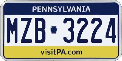 PA license plate MZB3224